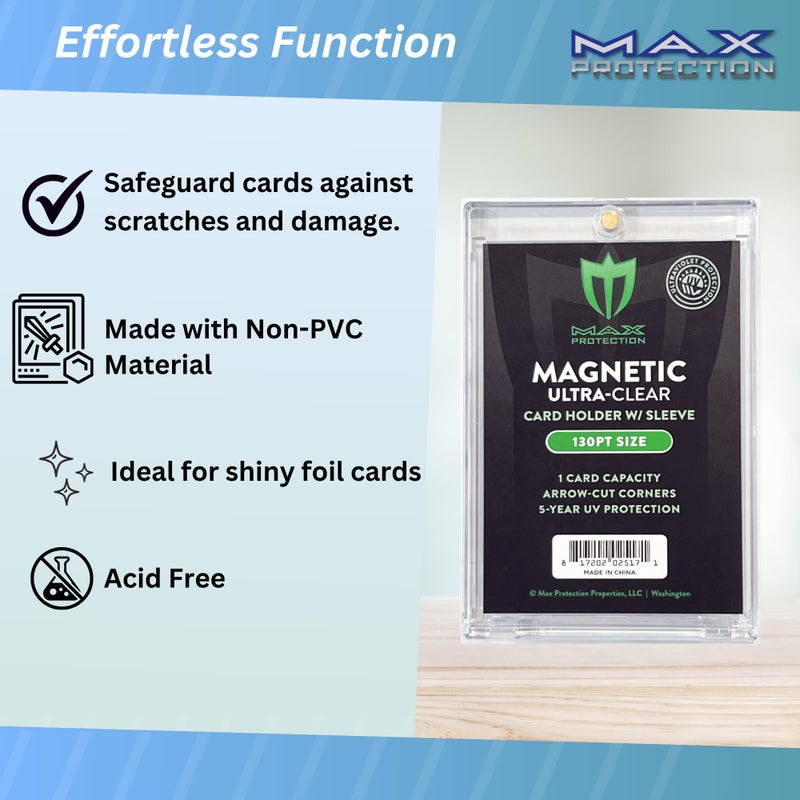 Max Protection Magnetic Card Holder for Sleeved Cards - 10-Pack 130pt Ultra-Clear Cases - Hard Plastic Card Sleeves Holders  UV Protector Case - Fits Standard Sports Baseball Trading Cards - Image 2